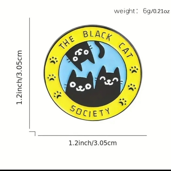 Black Cat Society Enamel Pin - Picture 3 of 3
